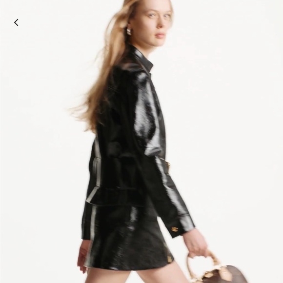 Oversized Belt Embossed Monogram Leather Jacket EU 38/ US 6/ Medium - Picture 4 of 10